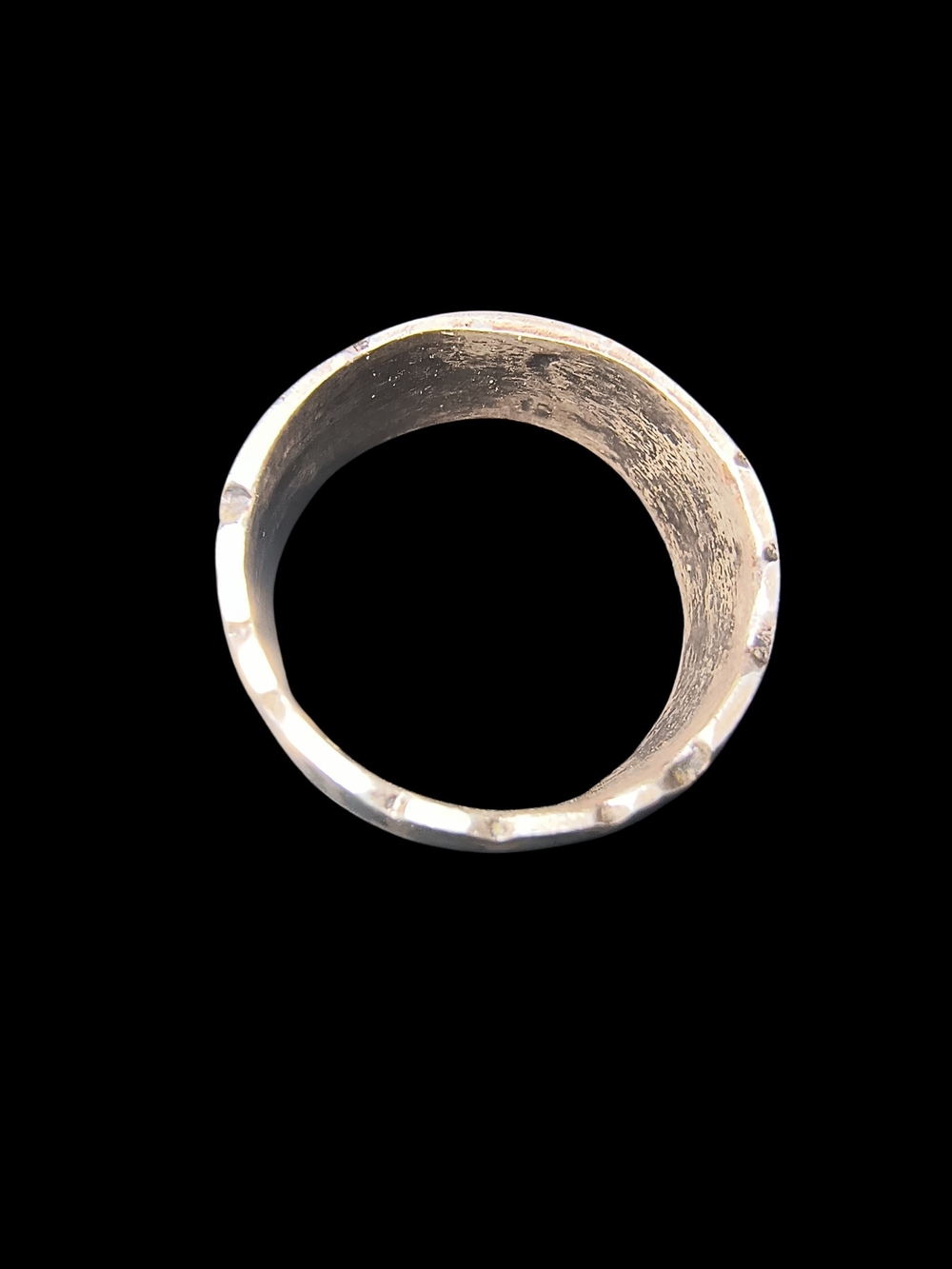 Turquoise Chip Inlay Sterling Silver Wide Band Ring - Picture 8 of 10